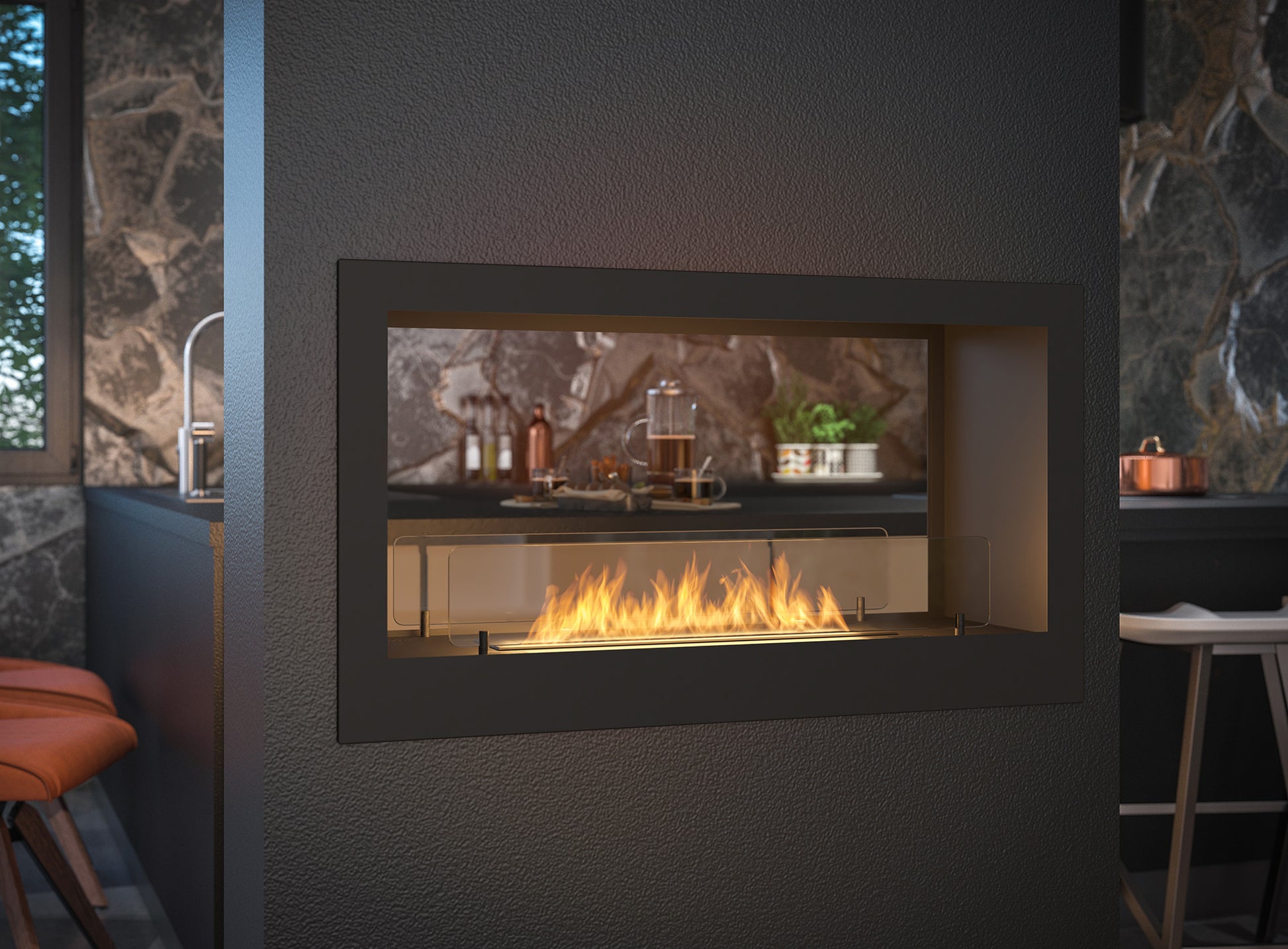 Biokamīns 2Sid 90/50/25; 120/50/25 cm melns - N1 Home