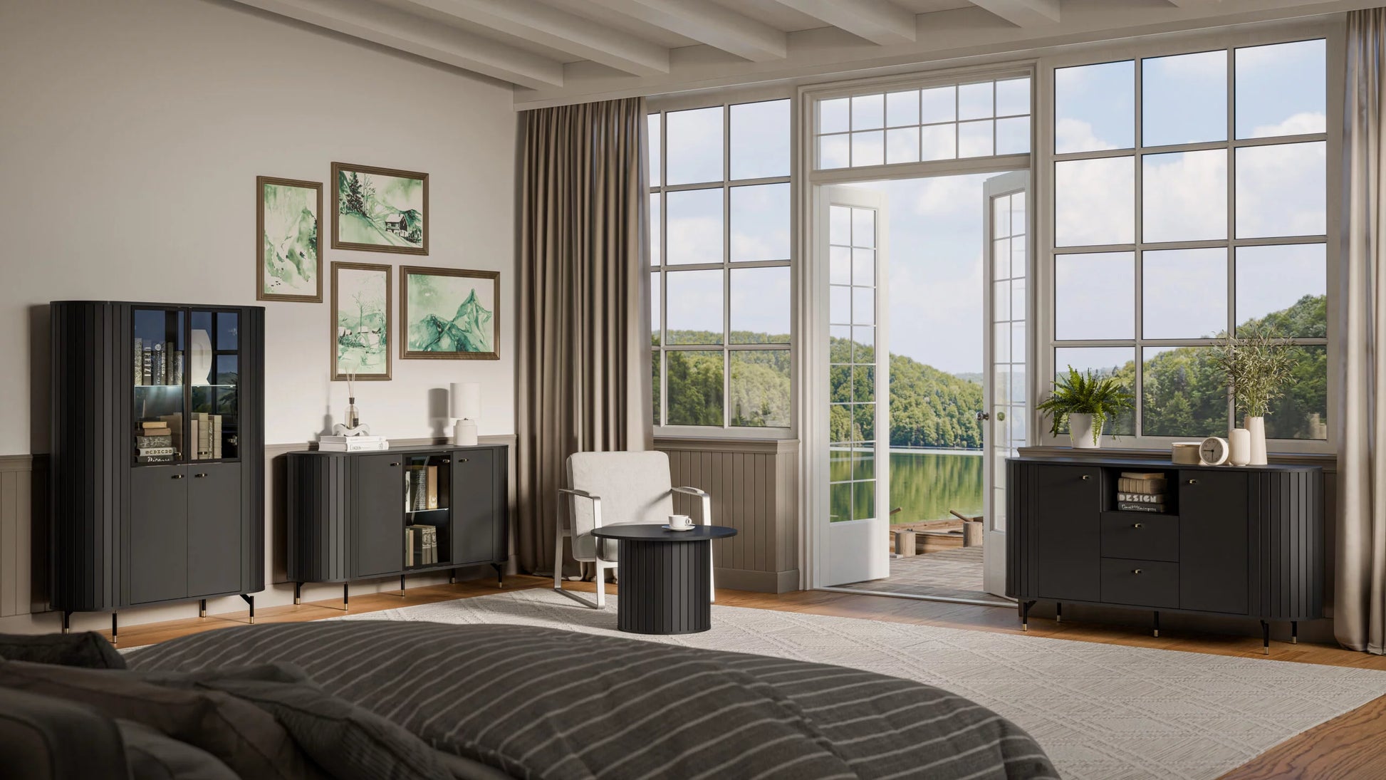 Kumode Zanto 190/40/81 cm melns - N1 Home