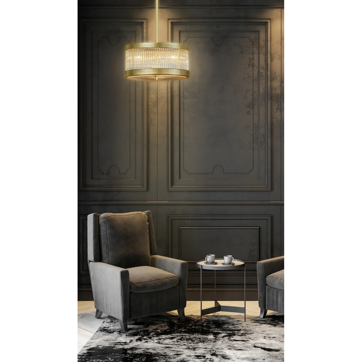 Lustra Kyl dekorēta ar stikla akcentiem, 40 x 109 cm, zelts - N1 Home