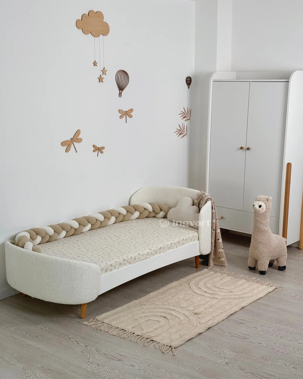 Ovāla pusaudžu gulta Fly Bed Teenage Boucle 80/168(183) cm 05 Coffee With Milk - N1 Home