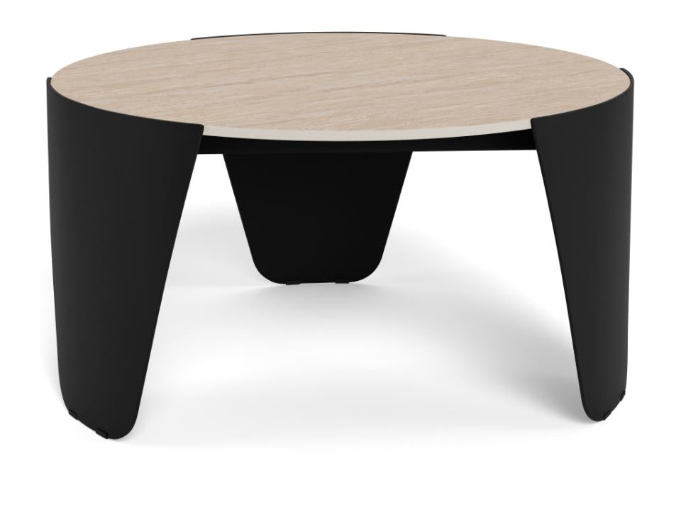 Kafijas galds 80/80/42 cm Travertine ceramic/melns
