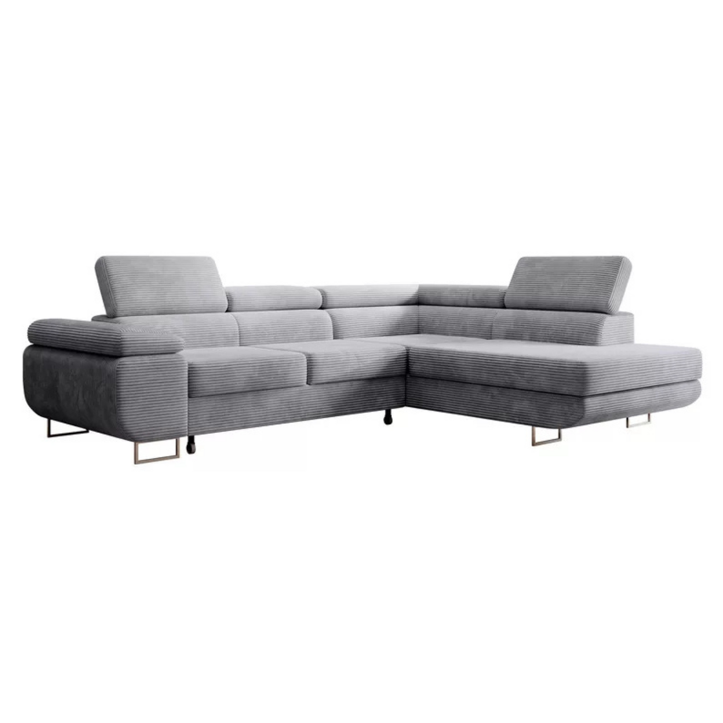 VILSTEV L-formas stūra dīvāns ar gulēšanas funkciju, ar konteineru, gaiši pelēks velvets, kreisa/laba puse - N1 Home