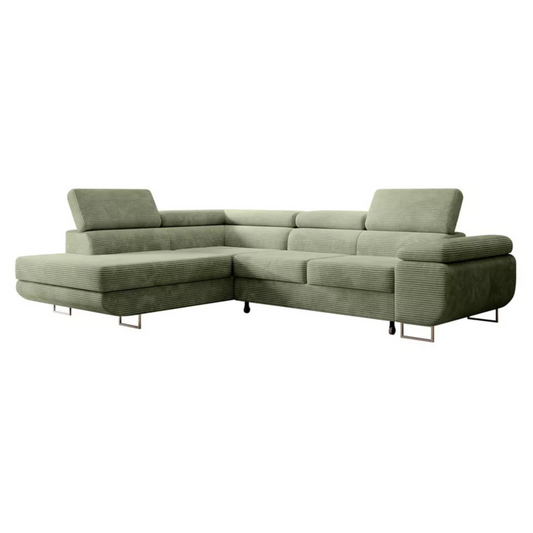 VILSTEV L-formas stūra dīvāns ar gulēšanas funkciju, ar konteineru, salvijas velveta, kreisa/laba puse - N1 Home