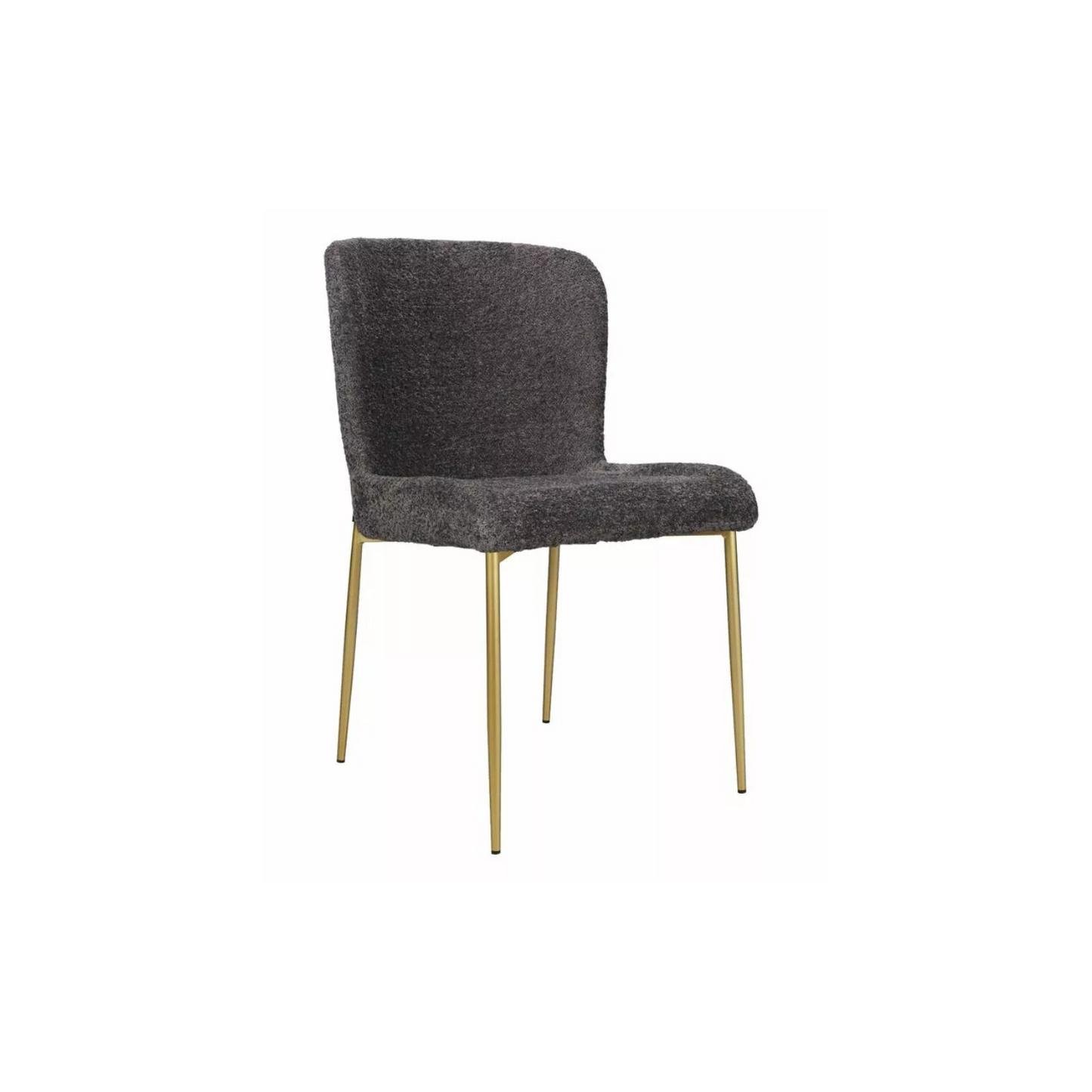 LUEN Pelēks bouclé polsterēts krēsls ar zeltainām kājām - N1 Home