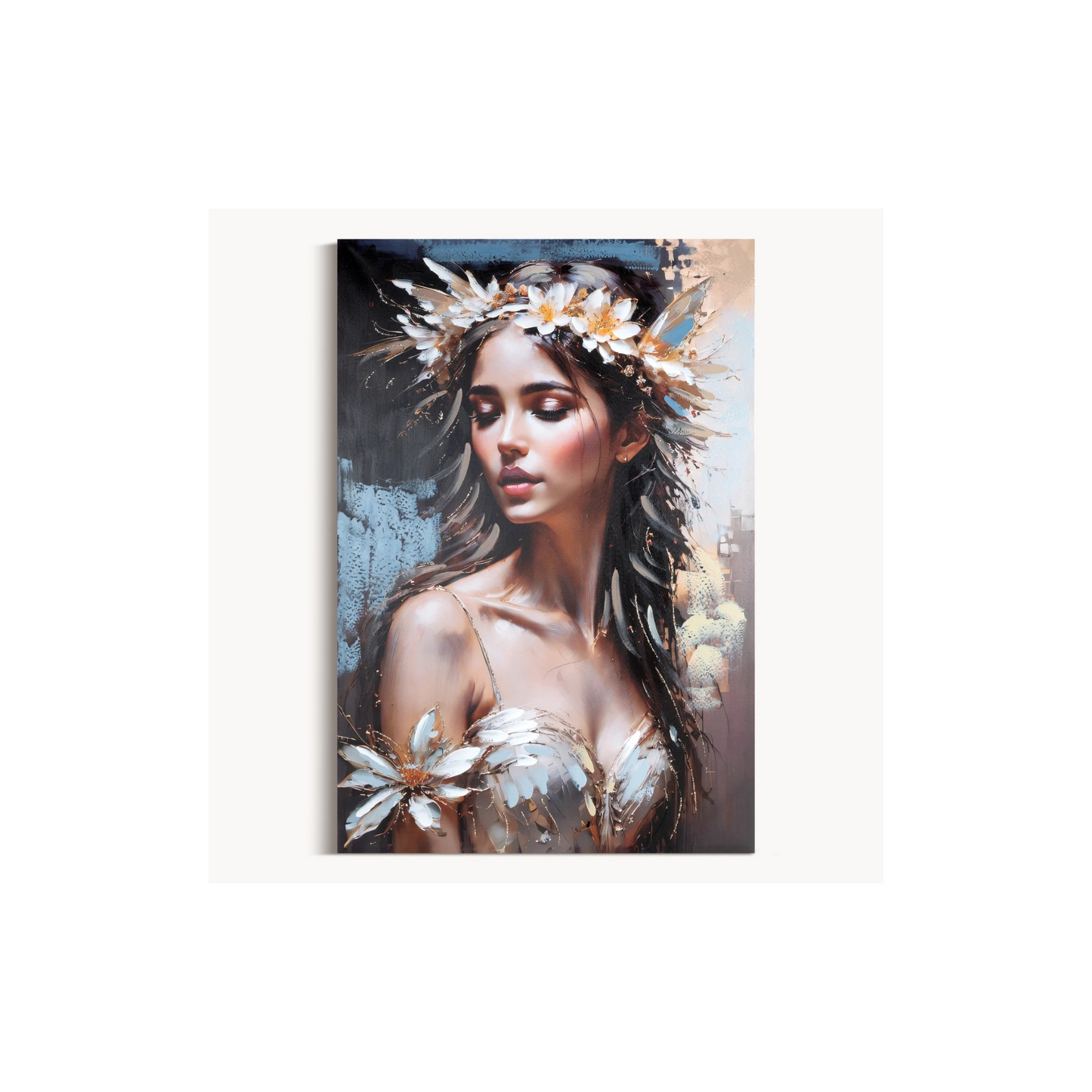 Glezna uz audekla ar rokām gleznots sievietes portrets Odri S 80/120 cm - N1 Home