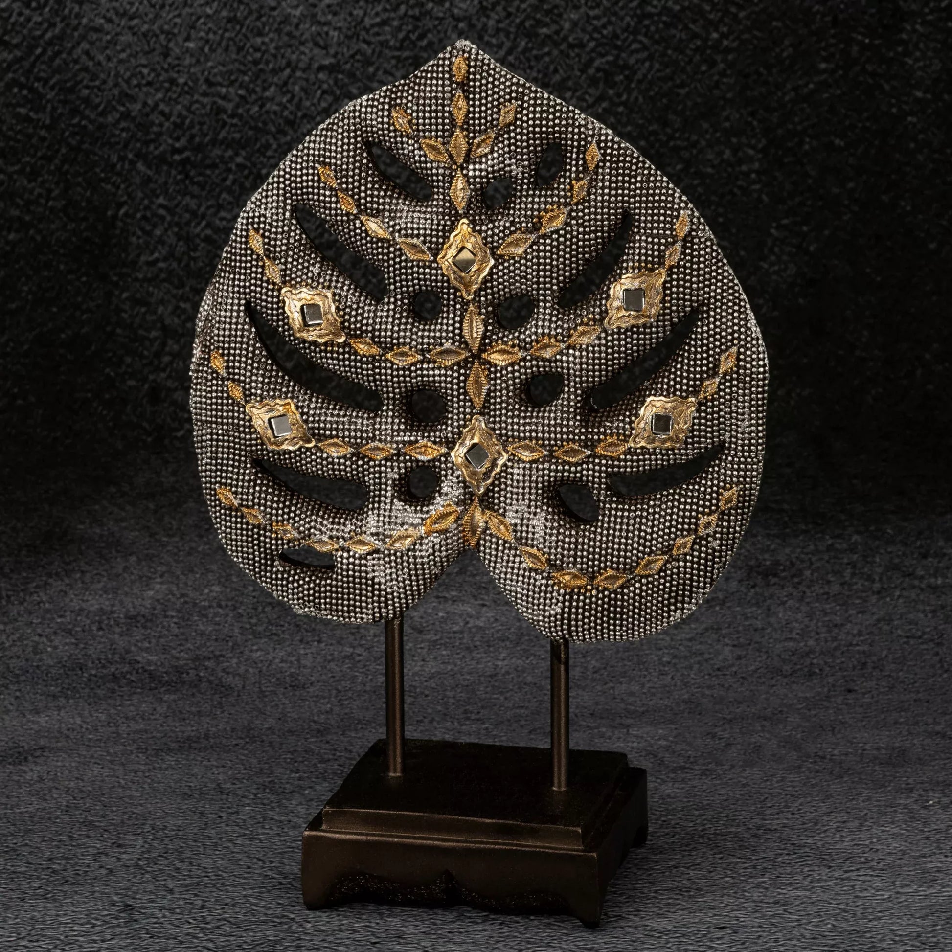 Keramikas figūriņa Lapa 19/7/27 cm zelts/sudrabs - N1 Home