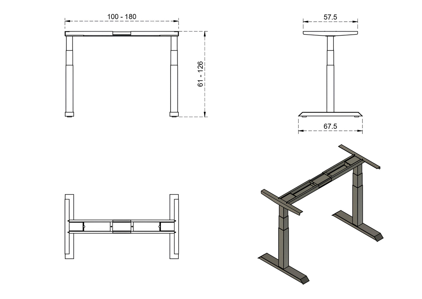 Galds Fino single 140/70 cm balts/balts - N1 Home