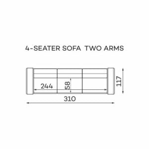 Dīvāns Tivoli Befame 310/117/103 cm pelēks