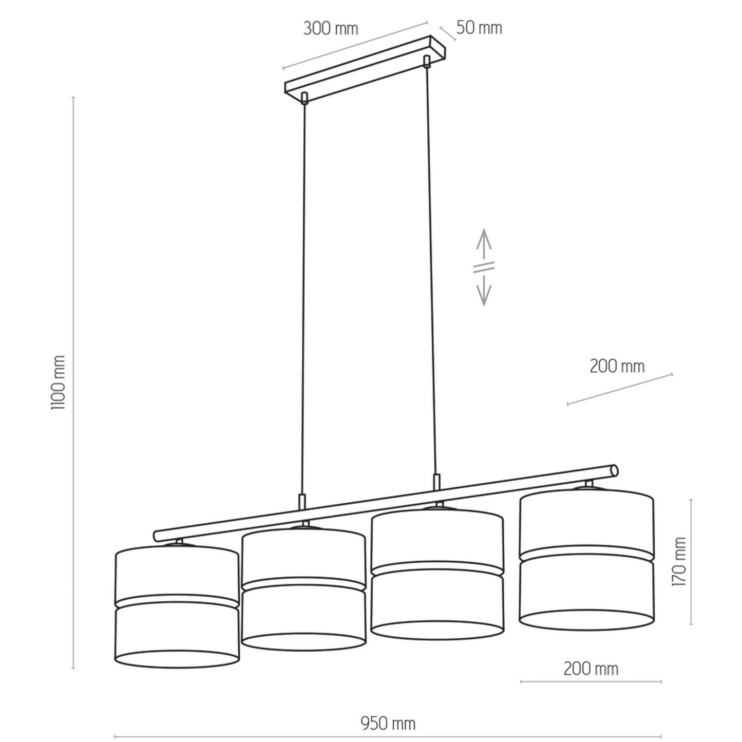 Piekaramā lampa Hilton 20/95/94 cm melns/zelts - N1 Home