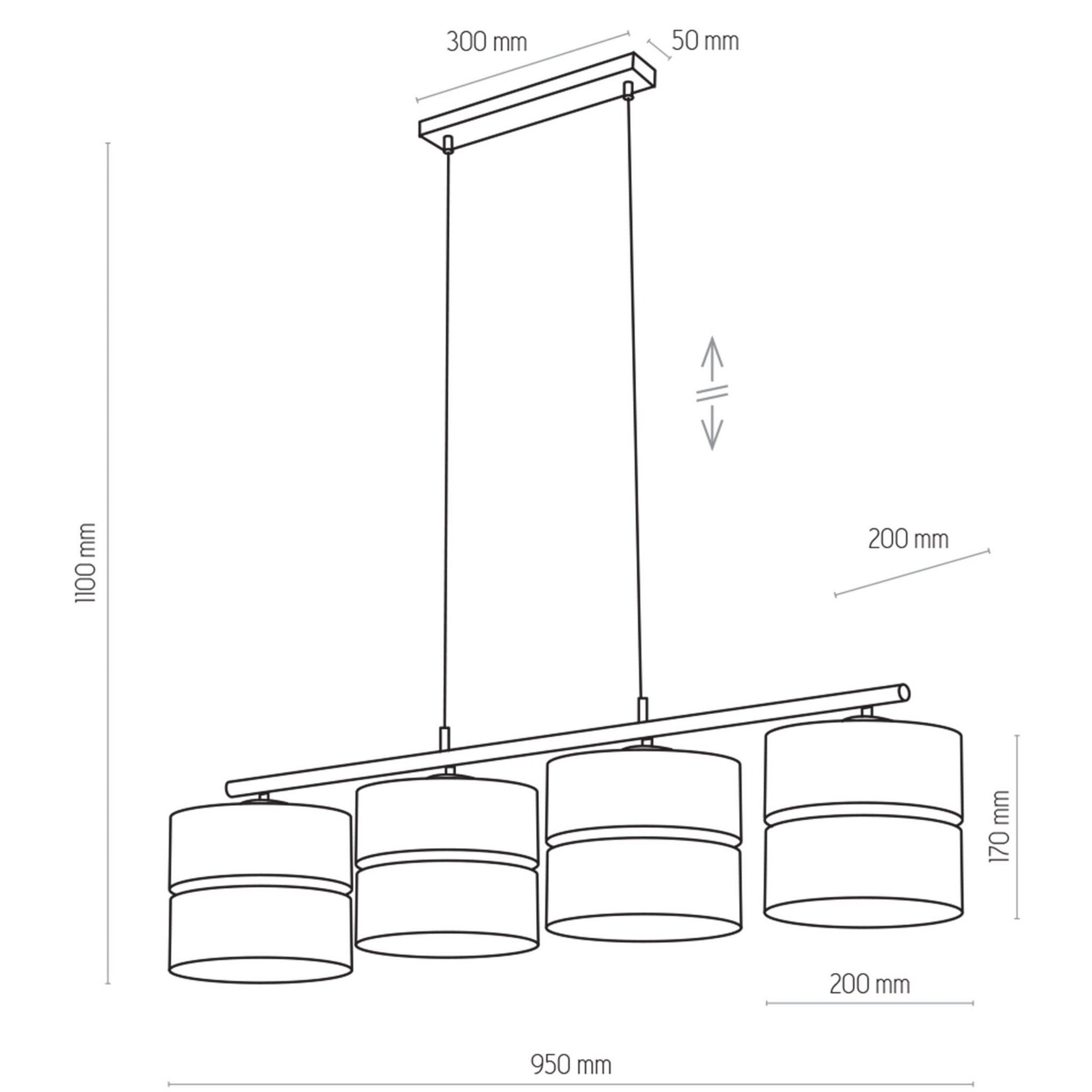 Piekaramā lampa Hilton 20/95/94 cm melns/zelts - N1 Home
