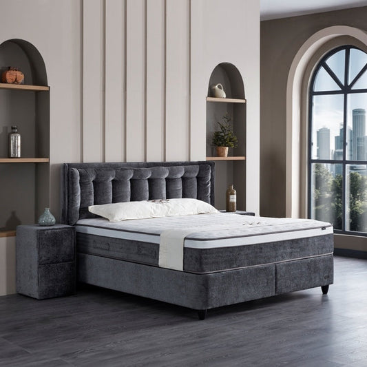 Gulta ar matracis Caro 90;120;140;160;180/200 cm grafits - N1 Home