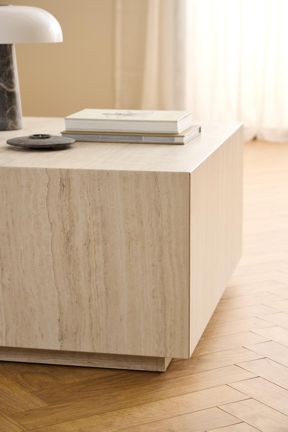 Kafijas galds Dia 90x90x42 cm travertīns - N1 Home