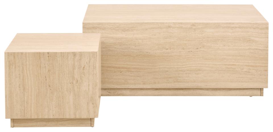 Kafijas galds Dia 100x60x42 cm; 44x44x38 cm travertīns - N1 Home