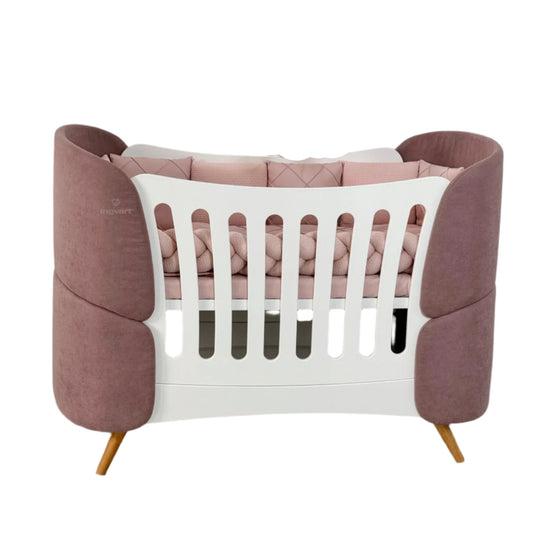 Ovāla bērnu gultiņa Transformers Fly Bed Velvet 145/104/66 cm rozā krāsa - N1 Home