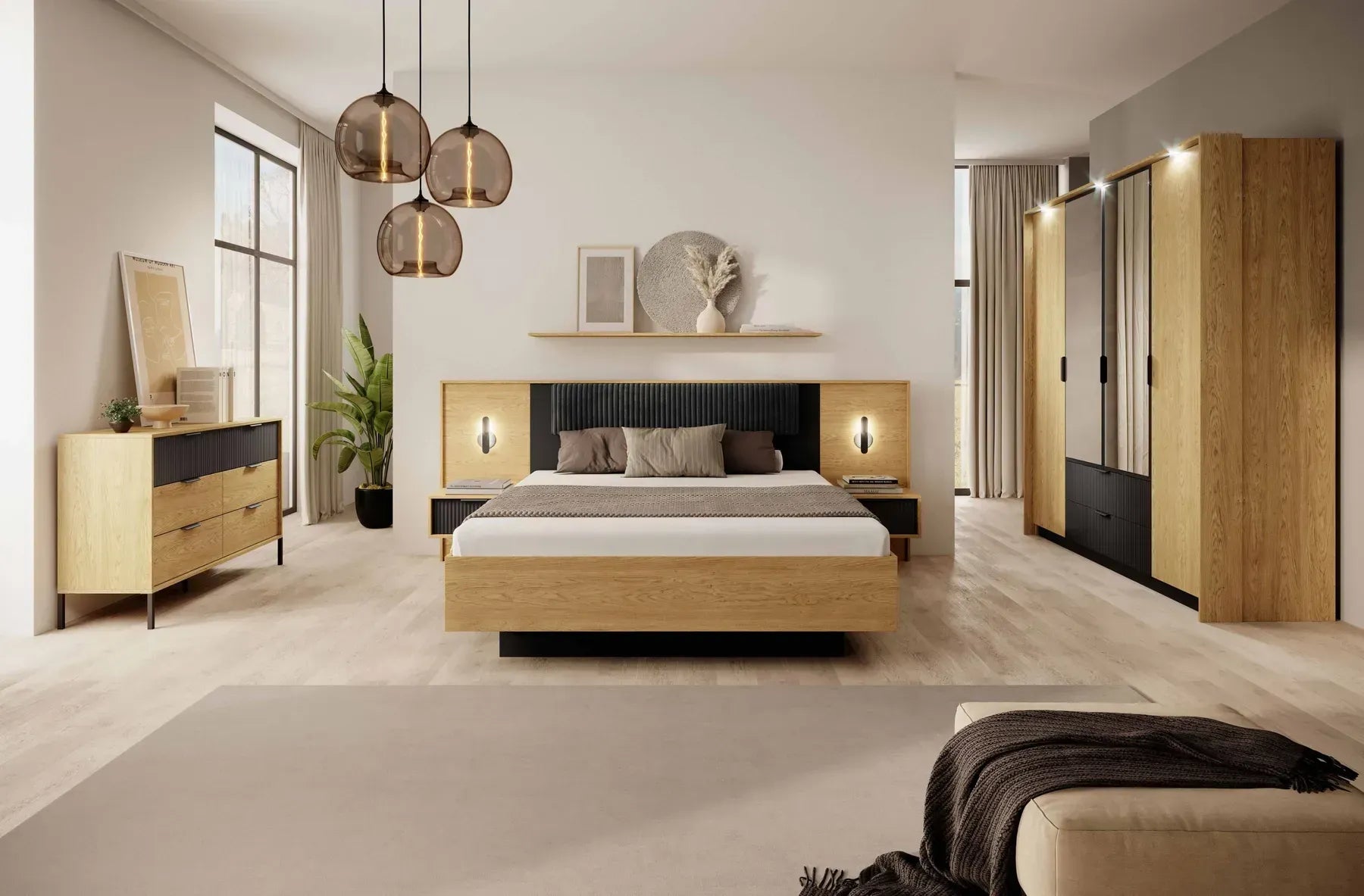 Naktsskapītis Balta 50/102/39 cm baltik ozols/melns - N1 Home