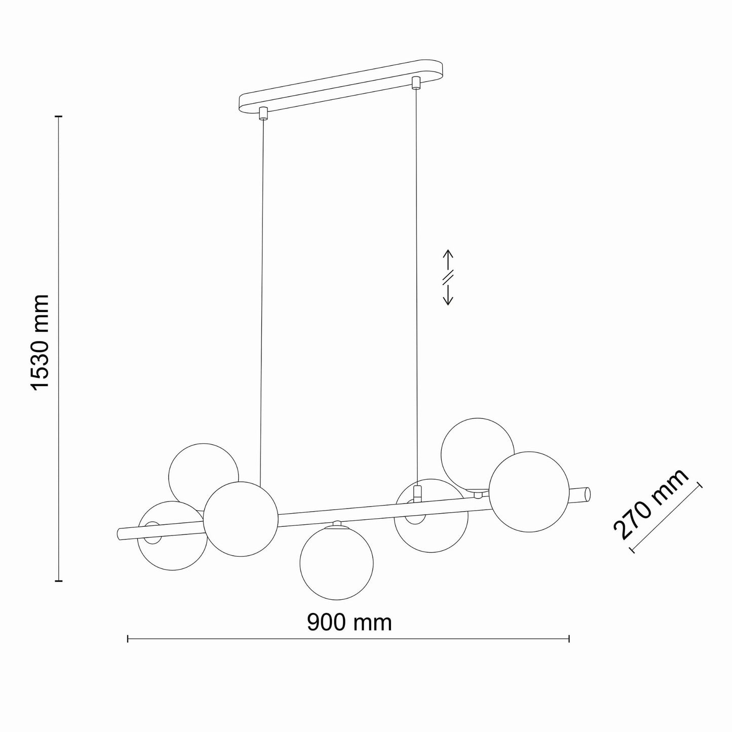 Piekaramā lampa Estego 27/90/153 cm zelts - N1 Home