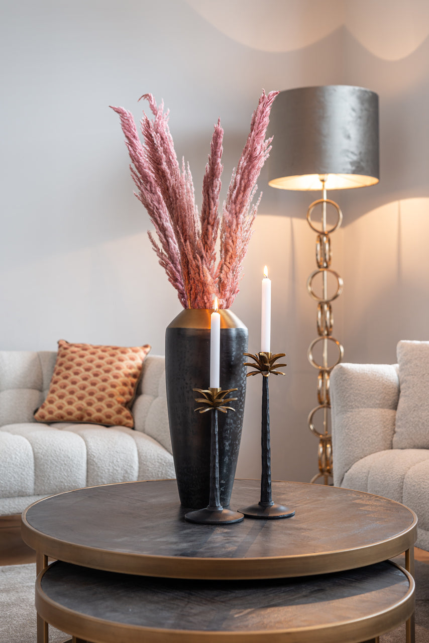 Kafijas galds Blackbone Brass black rustic (Set of 2) Richmond Interiors 42/91,5; 36,5/74 cm melns/bronza - N1 Home