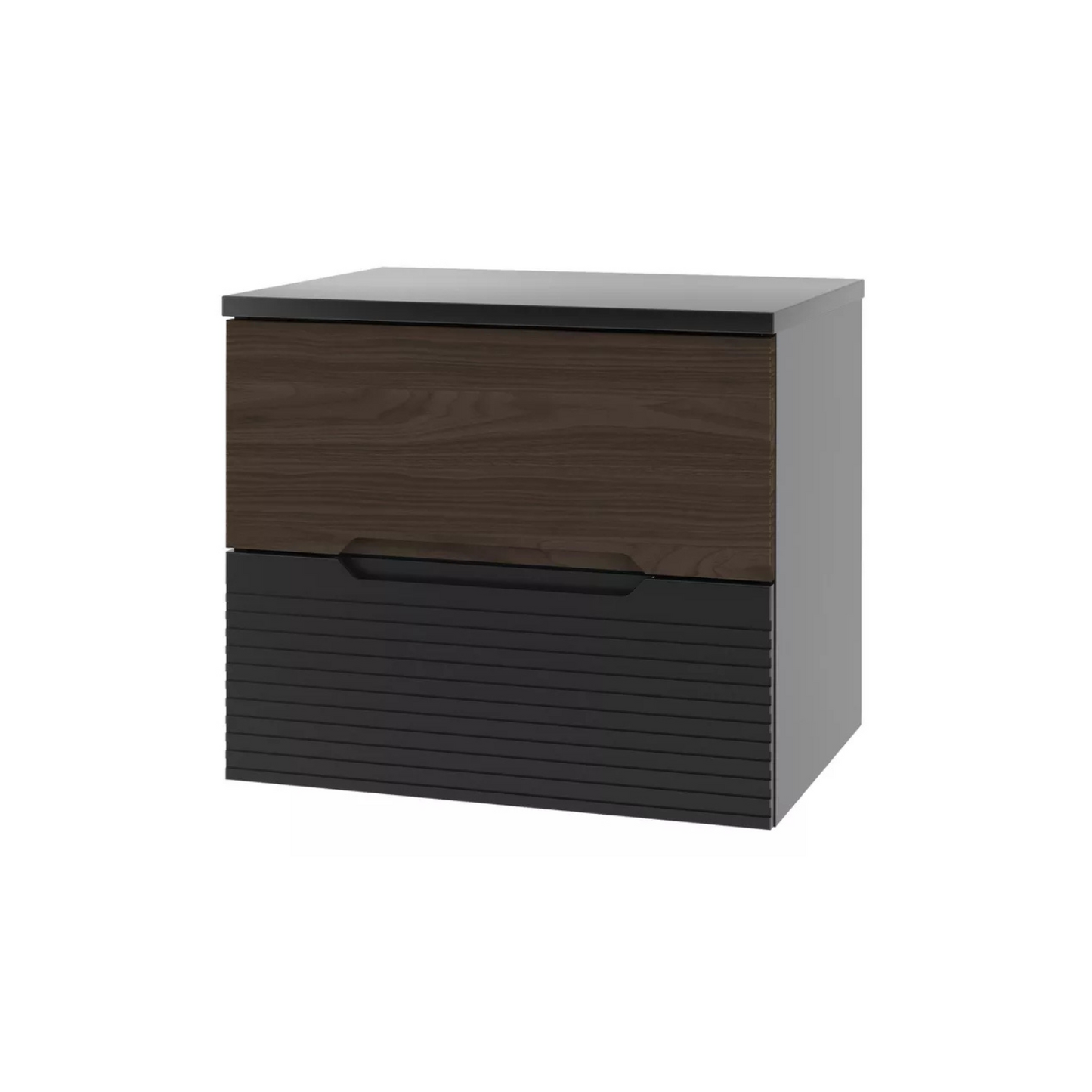 VELAV Vannas istabas skapis, 60 cm, rievota priekšpuse, matēts melns/valrieksts - N1 Home