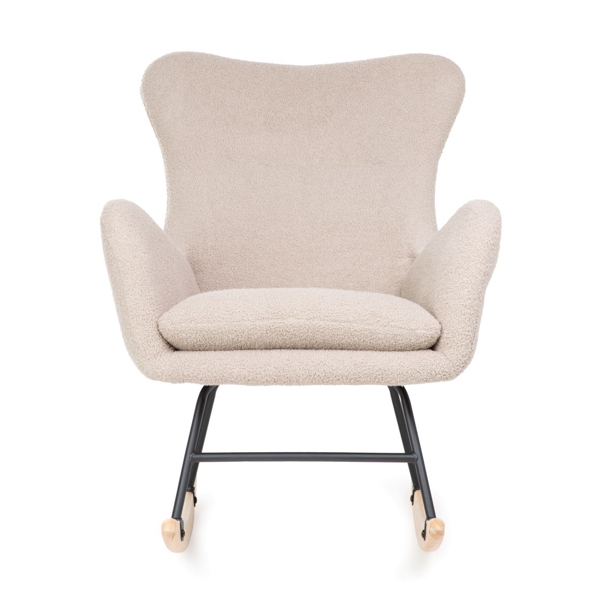 LUNNIE smilškrāsas šūpuļkrēsls no auduma TEDDY BOUCLÉ 67x78x92 cm - N1 Home