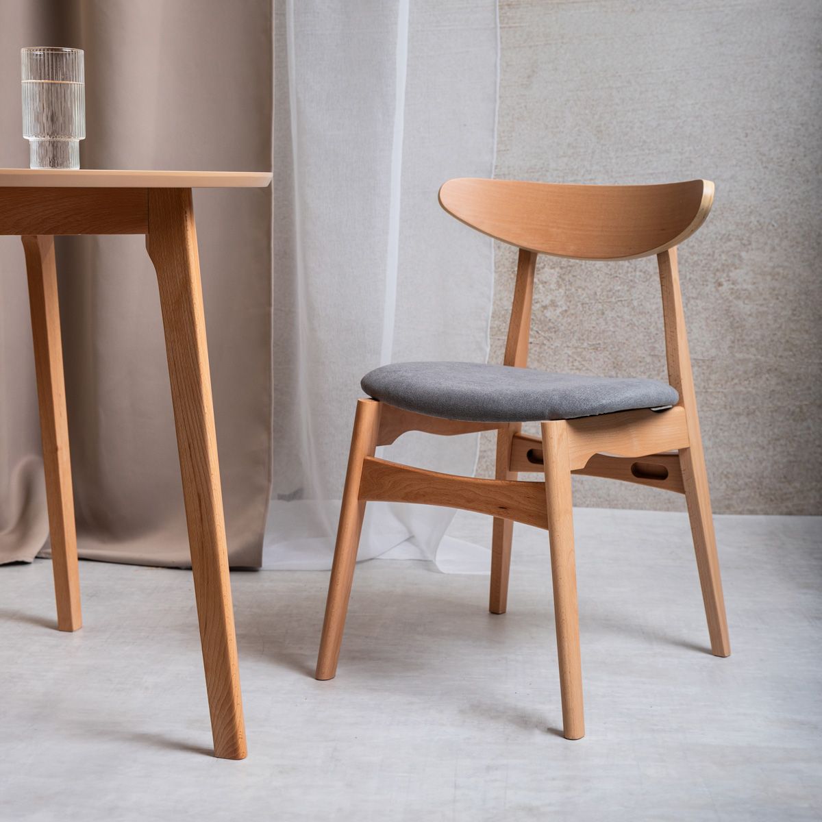 Krēsls Arus 48/55/74 cm dabīgs/pelēks