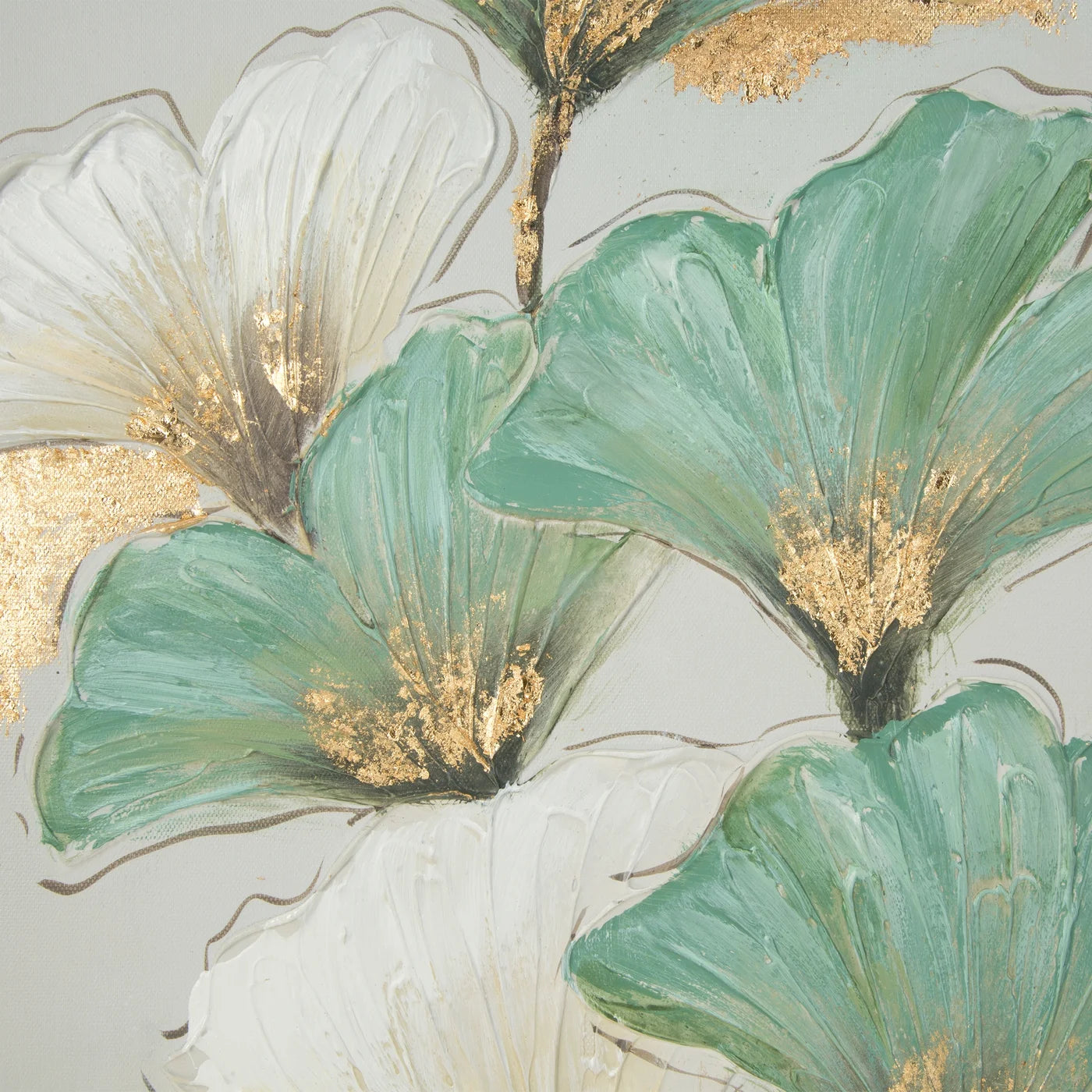 Glezna Ginko 60/60 cm tirkīza/zelta - N1 Home