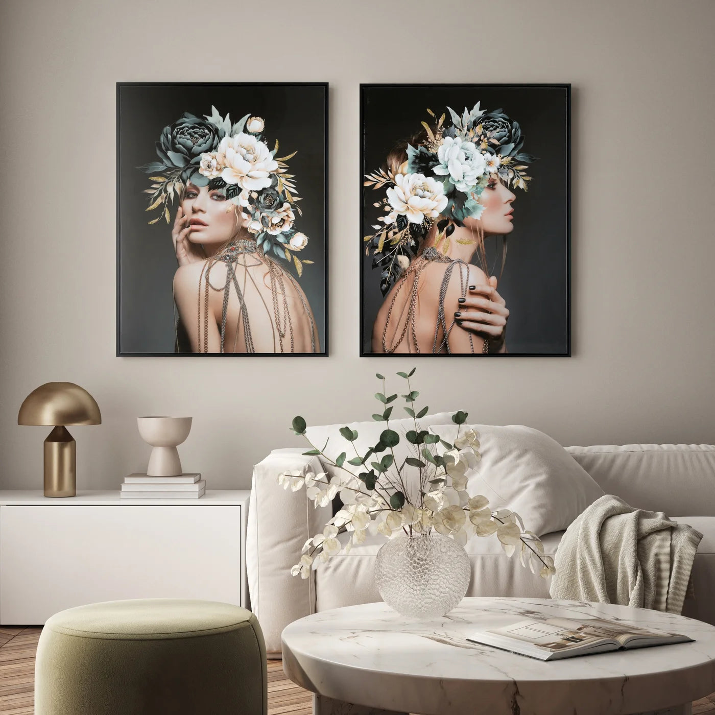 Glezna ar noslēpumainas sievietes audekla apdruka ar spoguļapdari 60/80 cm - N1 Home