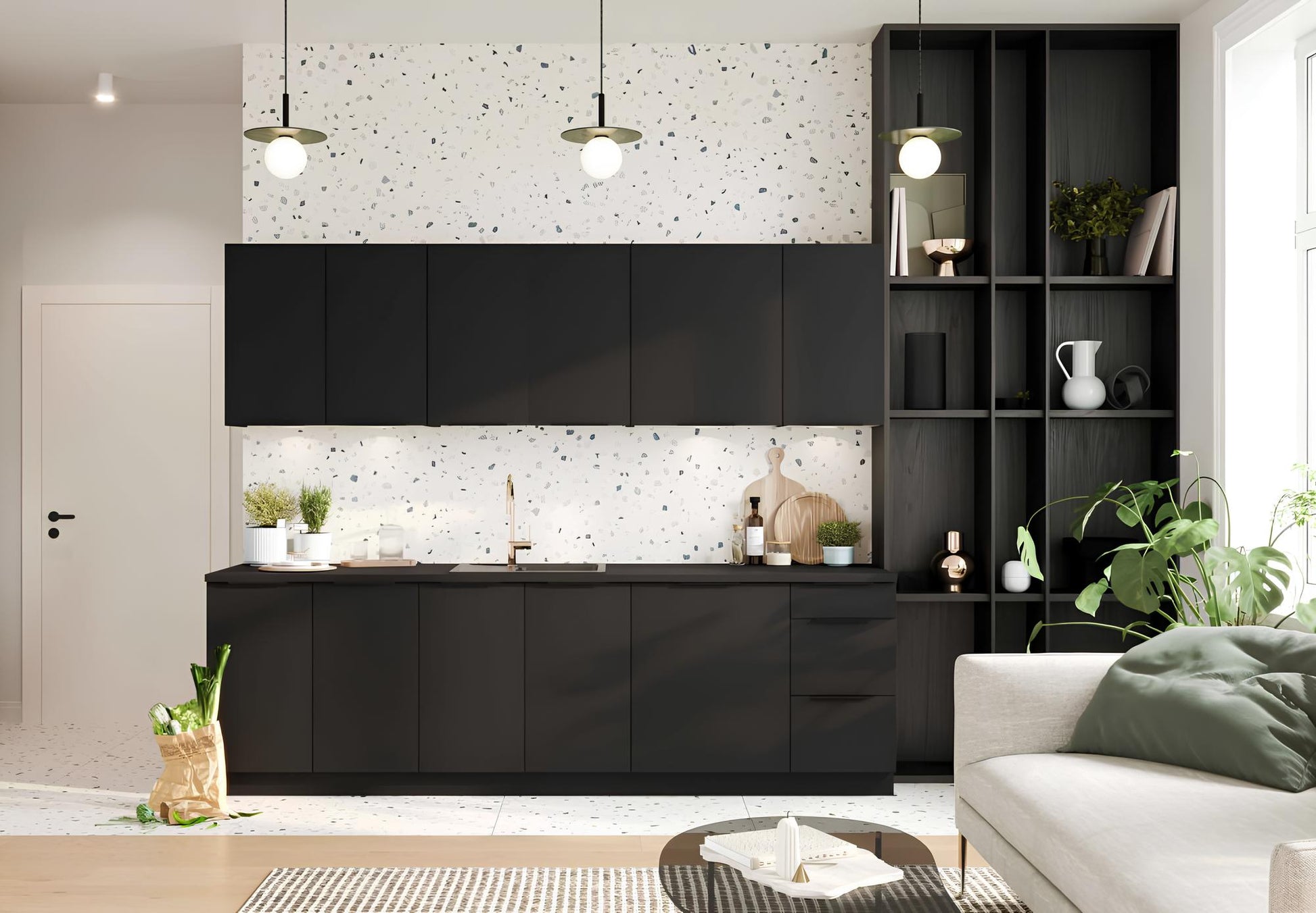 Virtuves zemāks izlietne skapis Aldo 80/44/60 cm melns - N1 Home