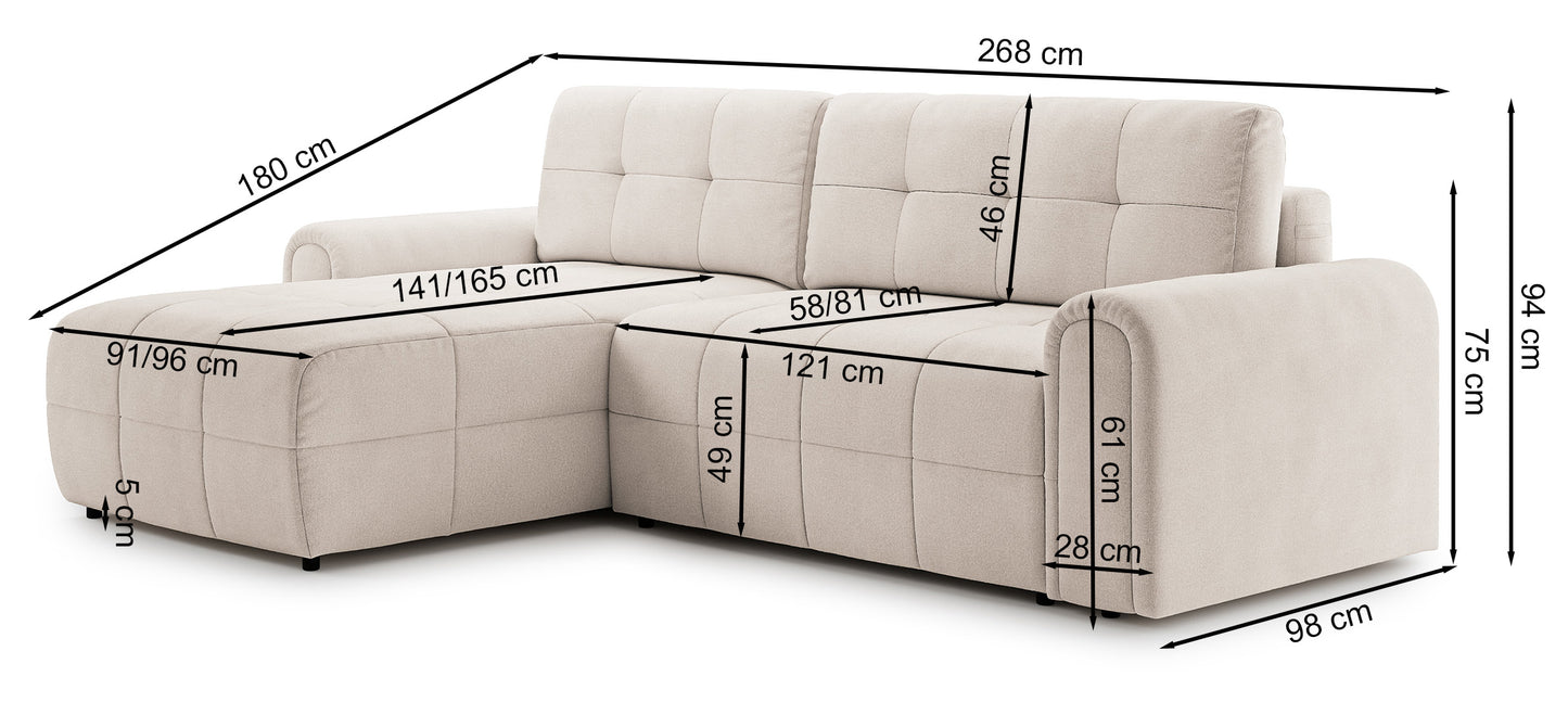 Dīvāns Simol 268/94/180 cm Storm 02 - N1 Home