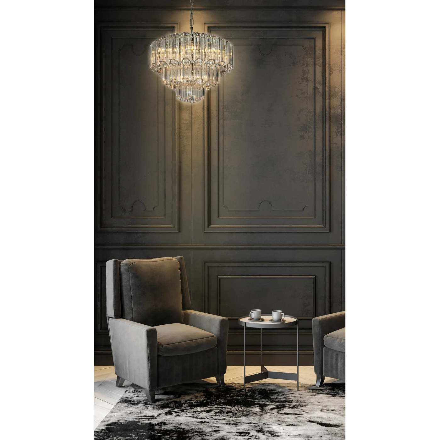 Lustra Dania 43/44-150 cm caurspīdīgs/sudrabs - N1 Home