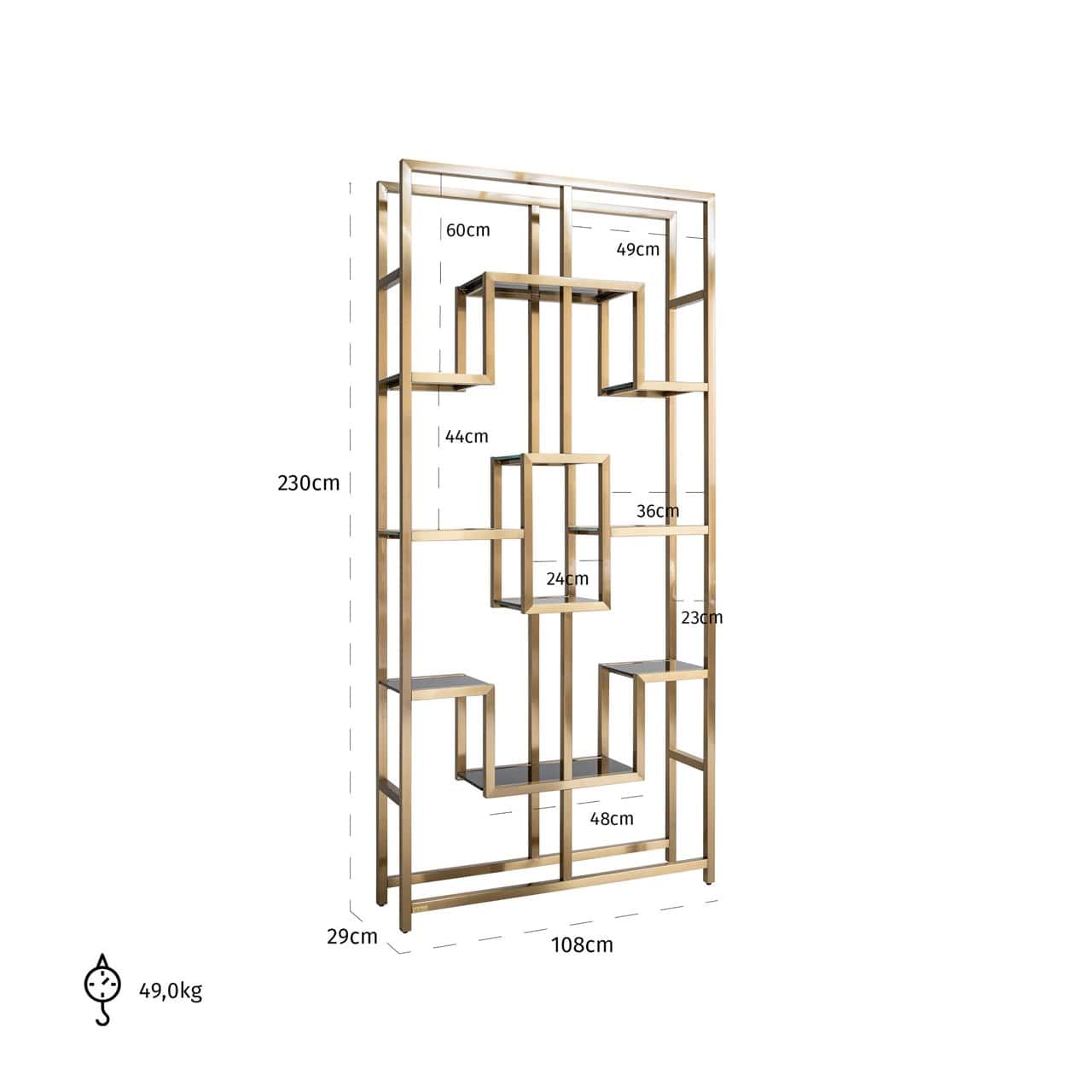 Vitrīna Magnus Richmond Interiors 108/230/29 cm brushed gold