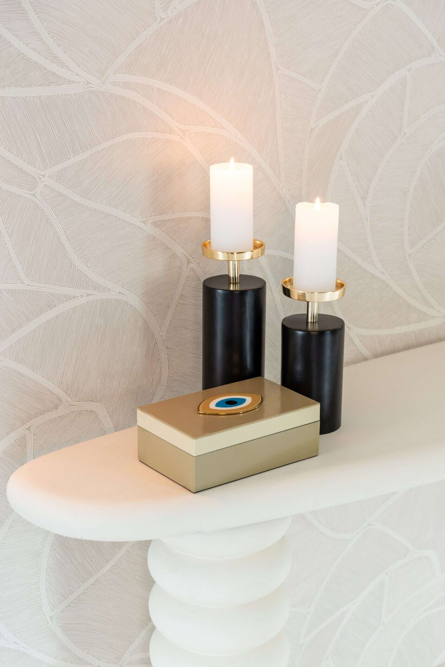 Svečturis Caya Richmond Interiors 25/9/9 cm melns/zelts - N1 Home