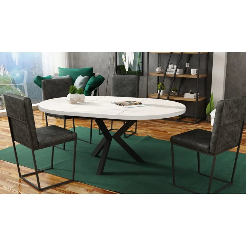 Galds Rona 100-138/76 cm balts marmurs - N1 Home