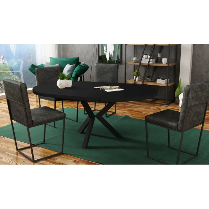 Galds Rona 100-138/76 cm melns molet - N1 Home