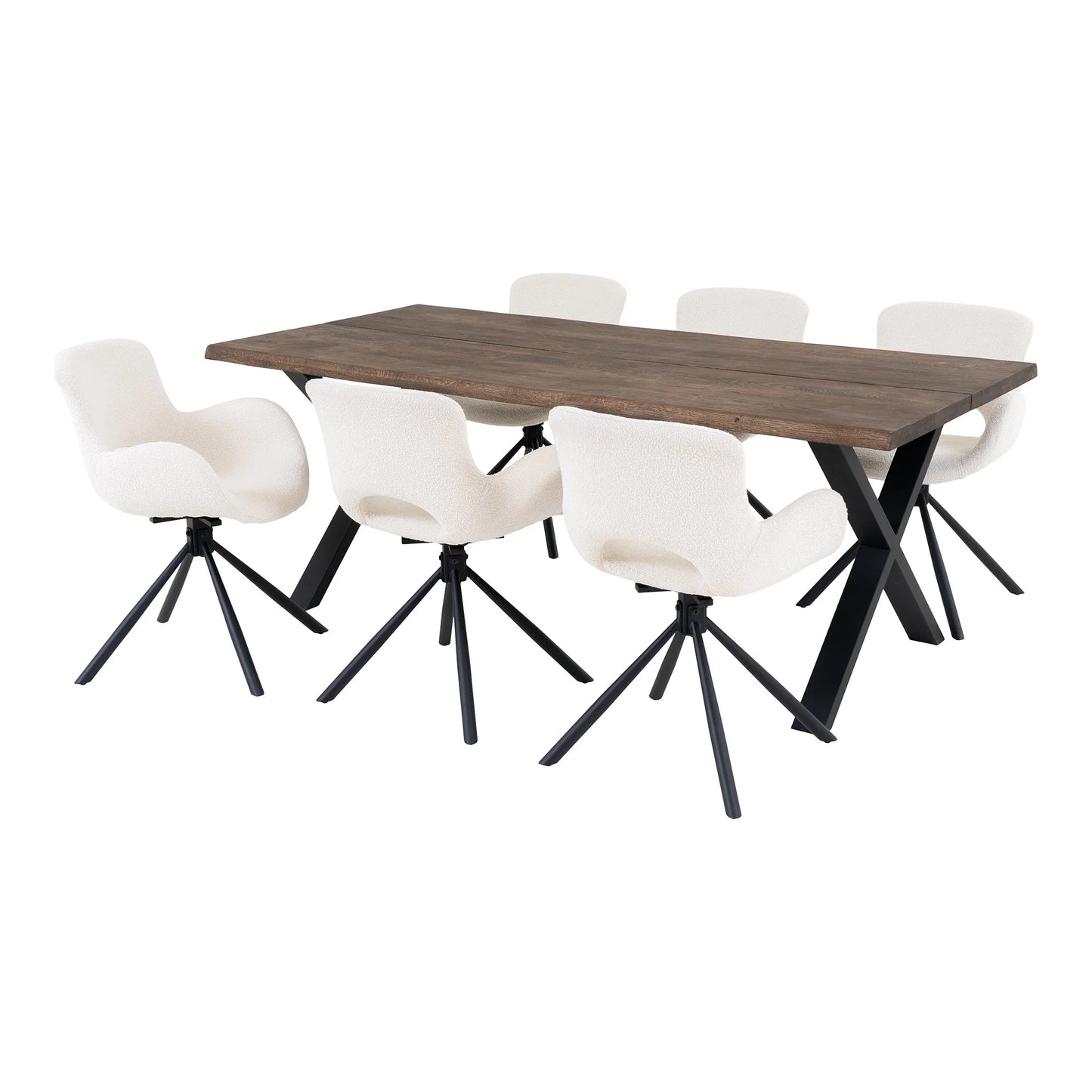 Ēdamgalda komplekts Tulans 95/200/75 cm smoked/Off-white