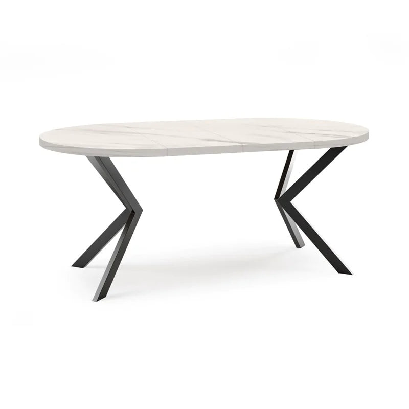 Galds Edd 90/166 cm balts marmors - N1 Home