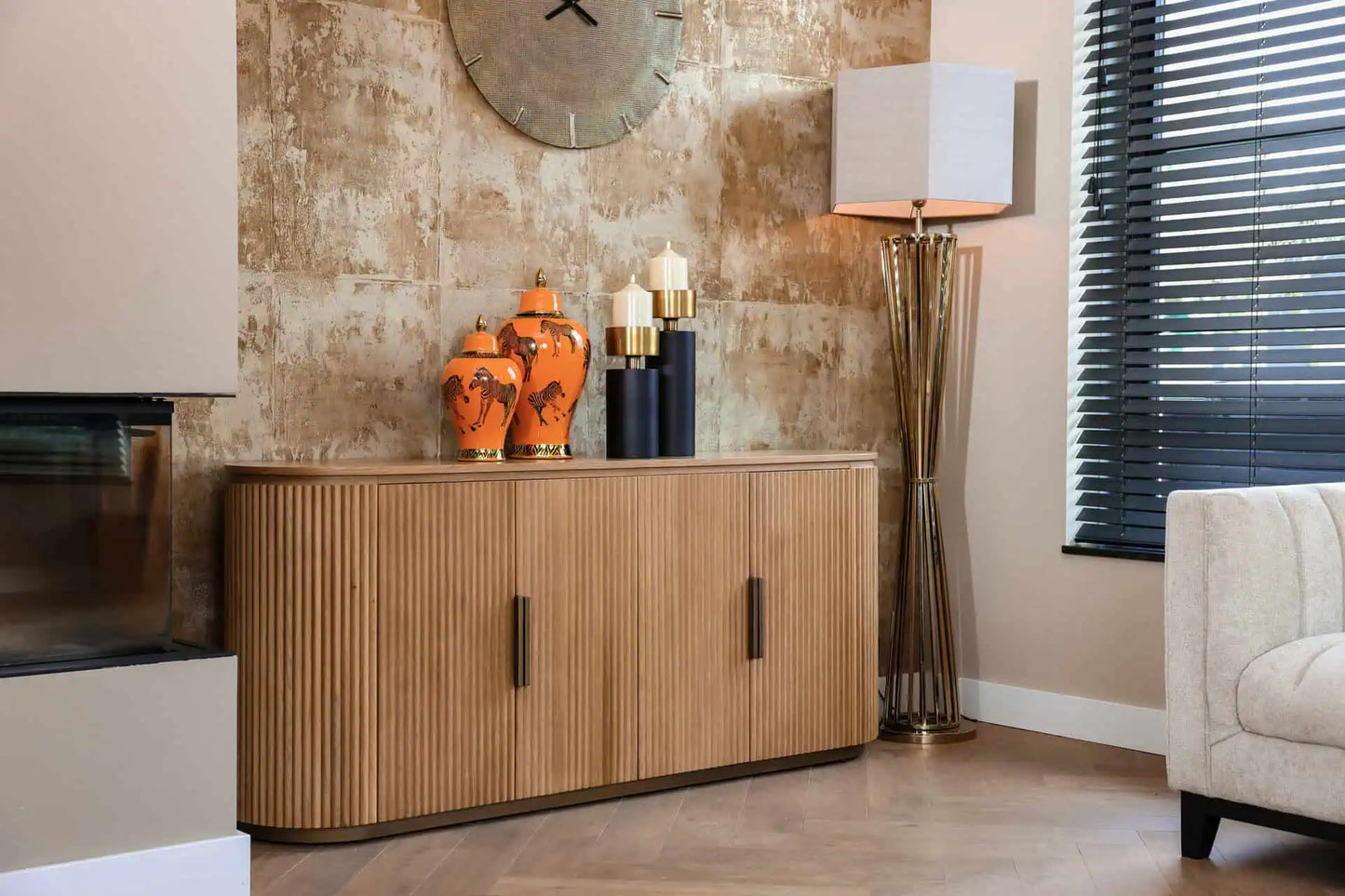 Svečturis Tess small Richmond Interiors 32,5/13,5/13,5 cm melns/zelts - N1 Home