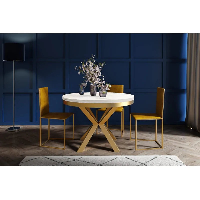 Galds Narv zelts 100/176 cm; 120/196 cm balts marmors - N1 Home