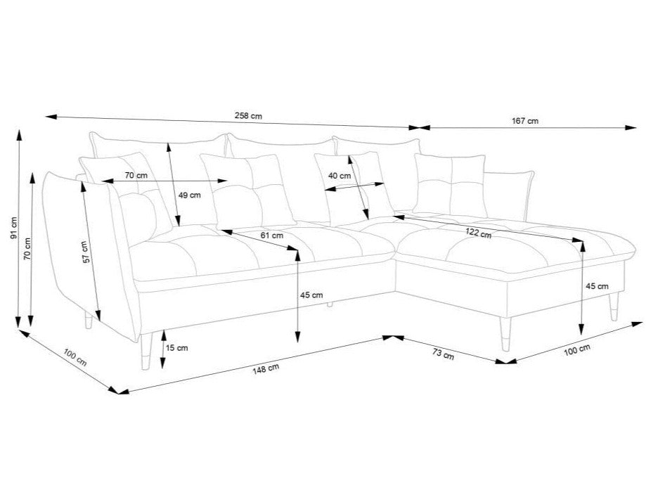 Dīvāns GOLDI 258/91/167 cm - N1 Home