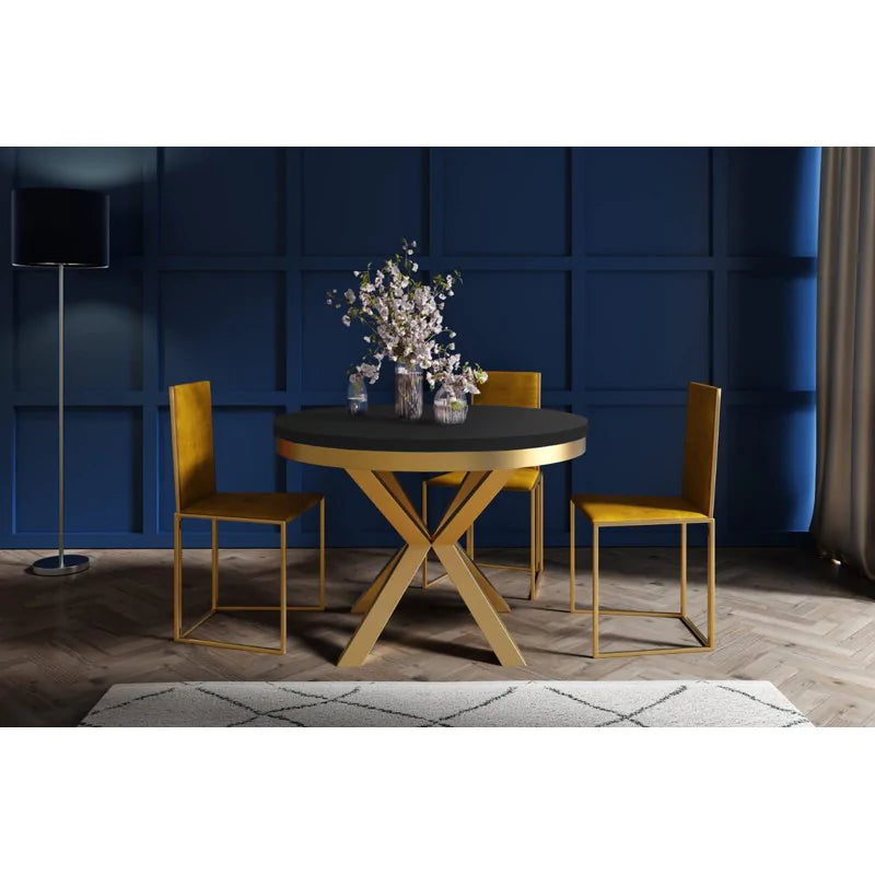 Galds Narv zelts 100/176 cm; 120/196 cm melns Molet - N1 Home