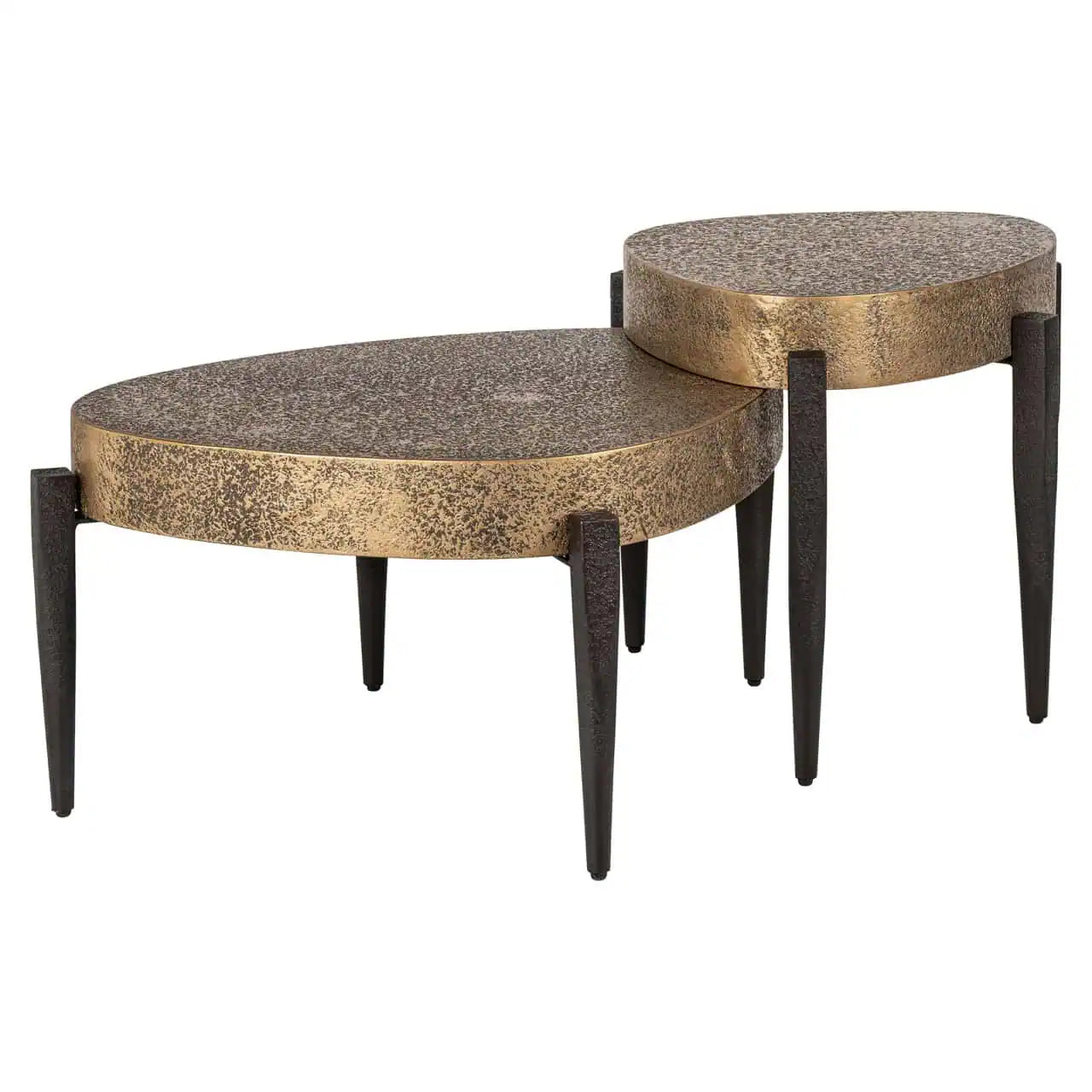 Kafijas galds Marquee black/gold (Set of 2) Richmond Interiors 49/68/89 cm zelts/melns - N1 Home