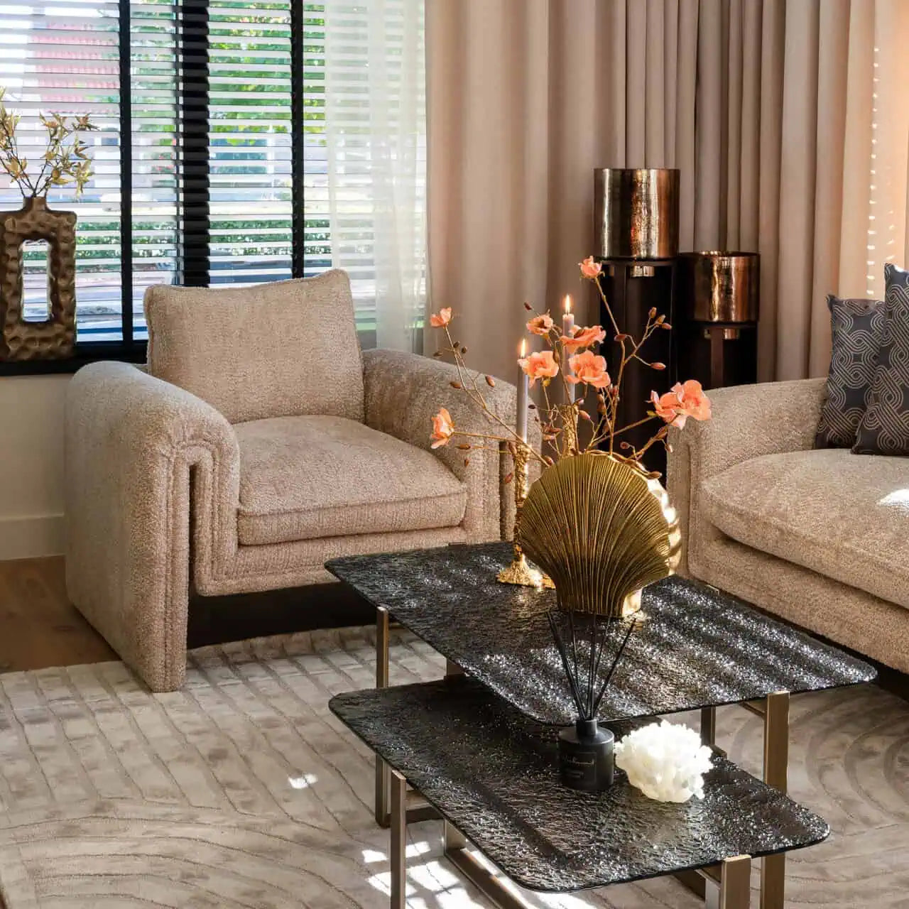 Svečturis Dane large Richmond Interiors 120/26,5/26,5 cm melns/zelts - N1 Home