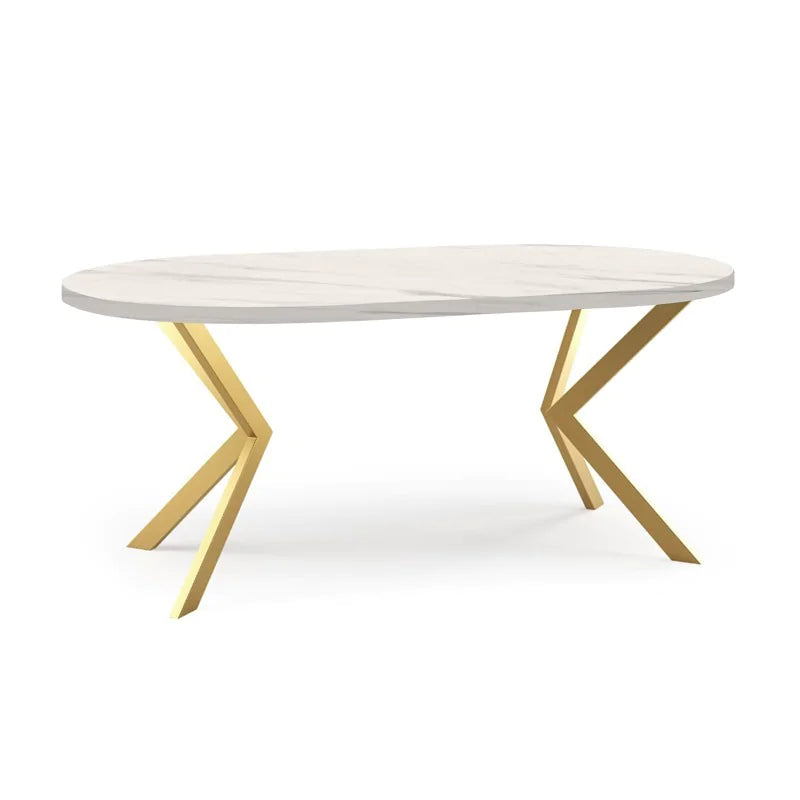 Galds Edd zelts 100/176; 120/196 cm balts marmurs - N1 Home