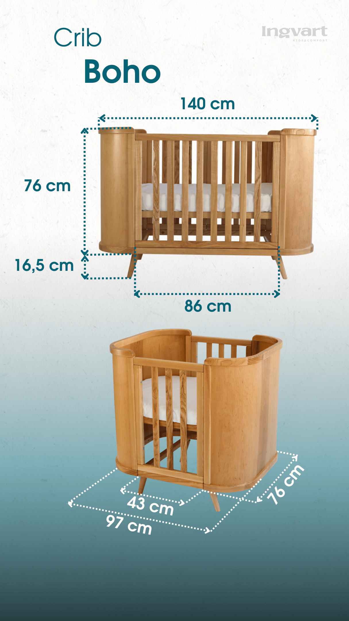 Gultiņa-transformers Boho ar kustīgu sienu 70/90-134 cm natural - N1 Home