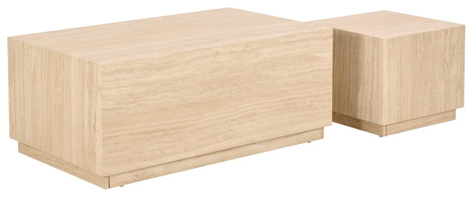Kafijas galds Dia 100x60x42 cm; 44x44x38 cm travertīns - N1 Home