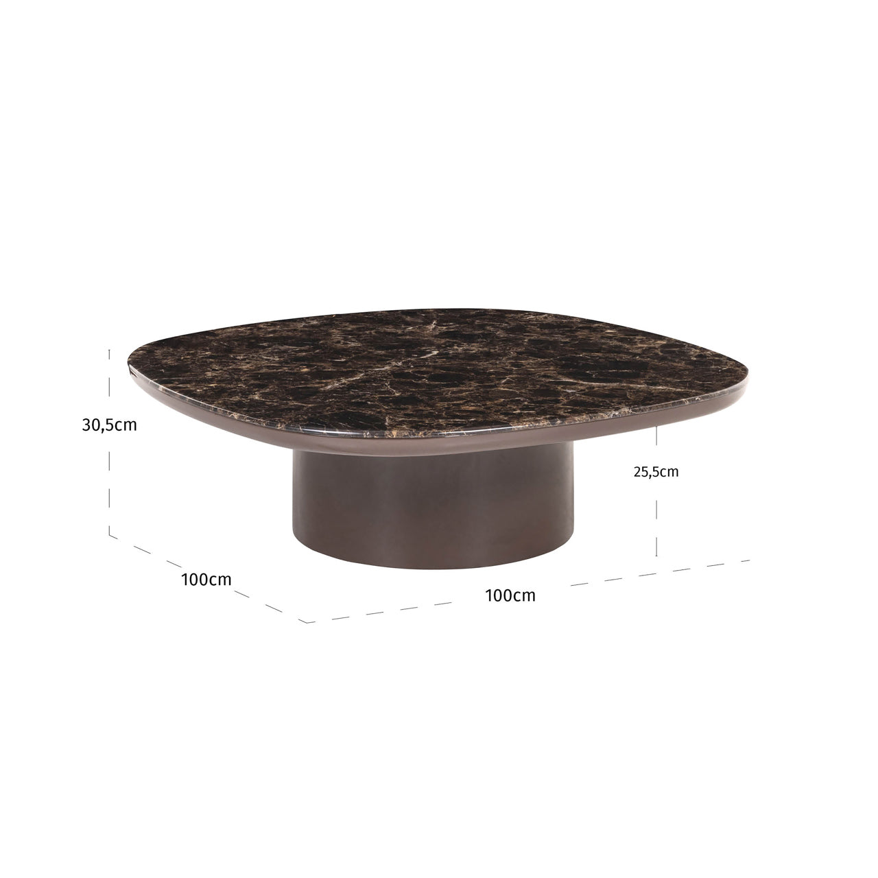 Kafijas galds Almundi Richmond Interiors 30/100/100 cm chocolat brown