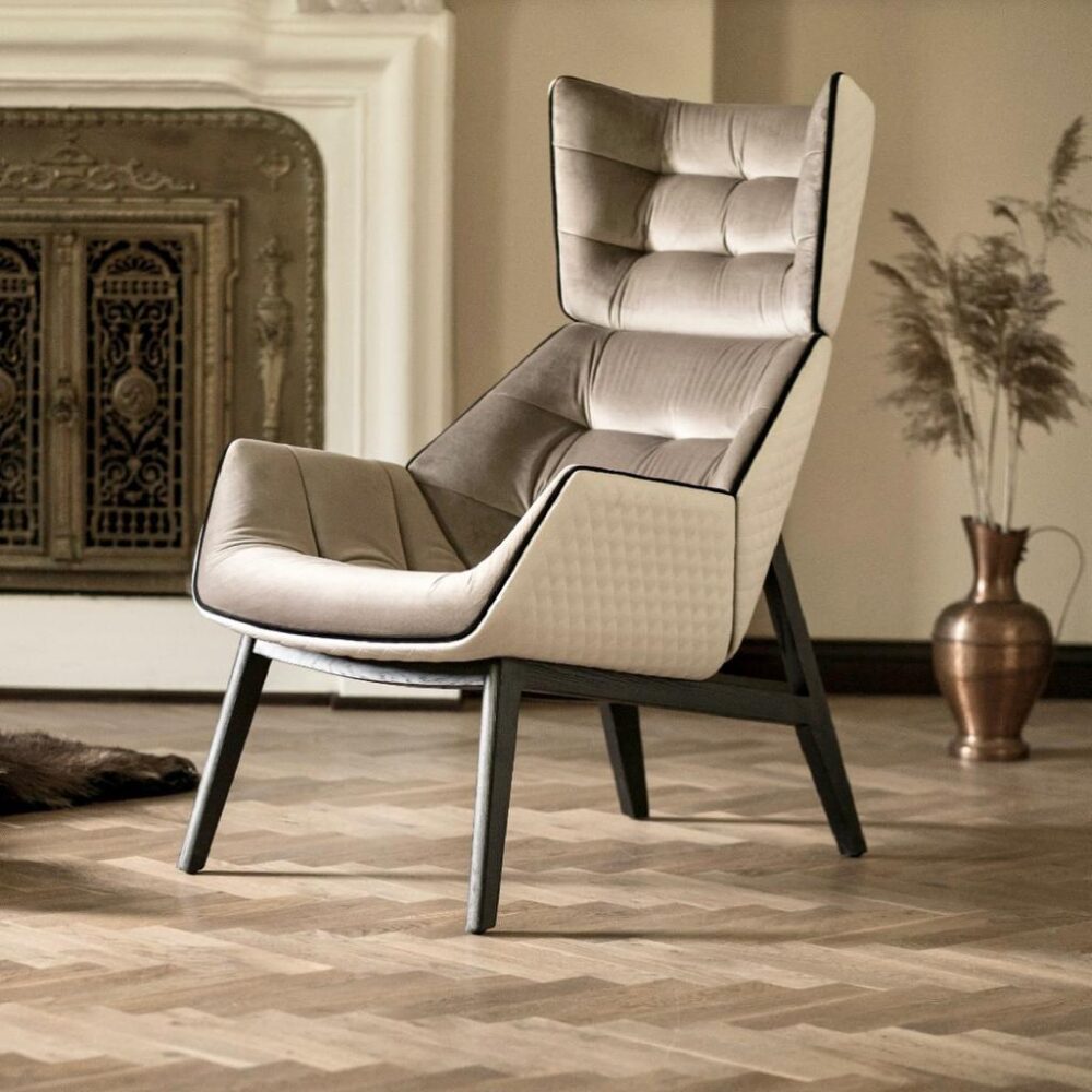 Krēsls Dot Design Vojens samta 68x108x43 cm bēšs/balts - N1 Home