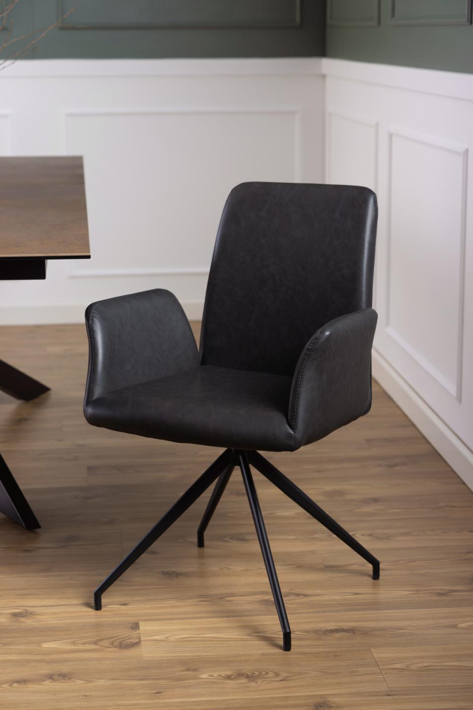 Krēsls Nay 59/59/88 cm PU retro melns - N1 Home