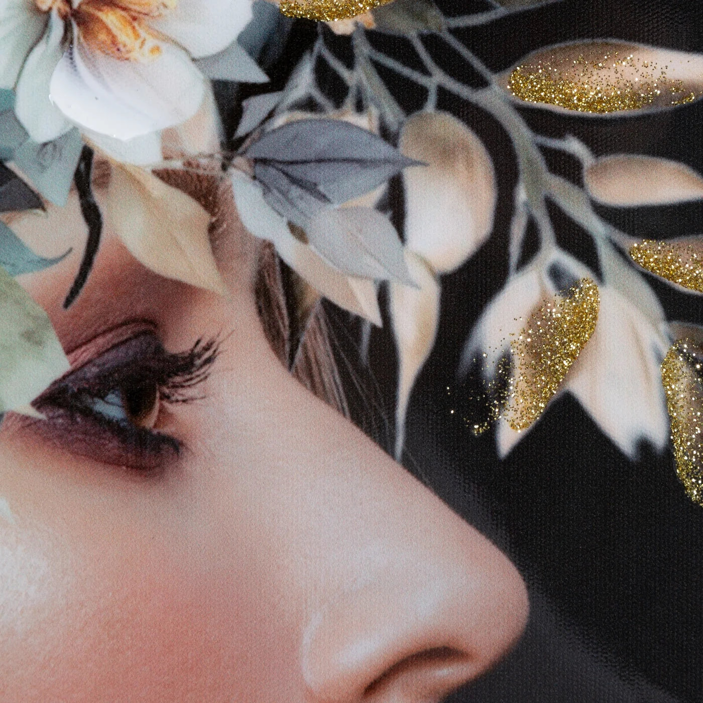 Glezna ar noslēpumainas sievietes audekla apdruka ar spoguļapdari 60/80 cm - N1 Home