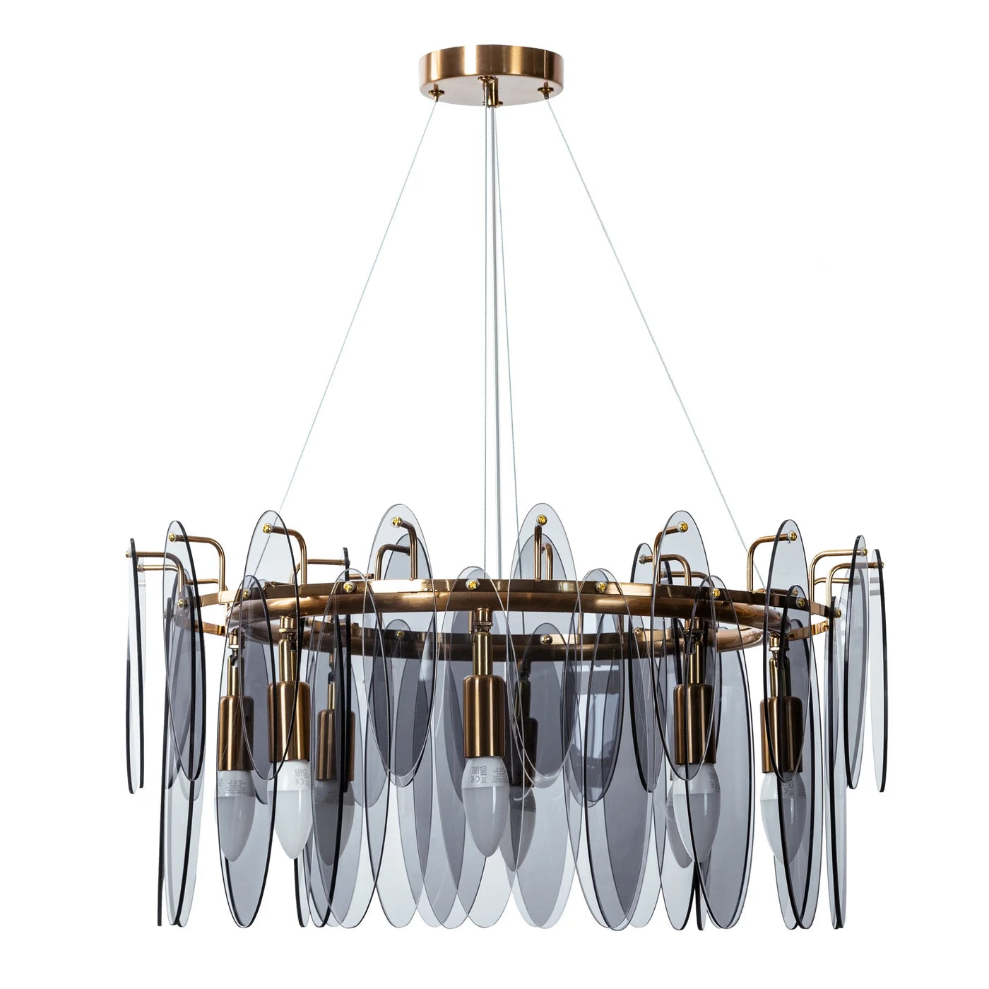 Lustra Mar ar kūpināta stikla piekariņiem, regulējams augstums, 60 x 150 cm, grafīts - N1 Home