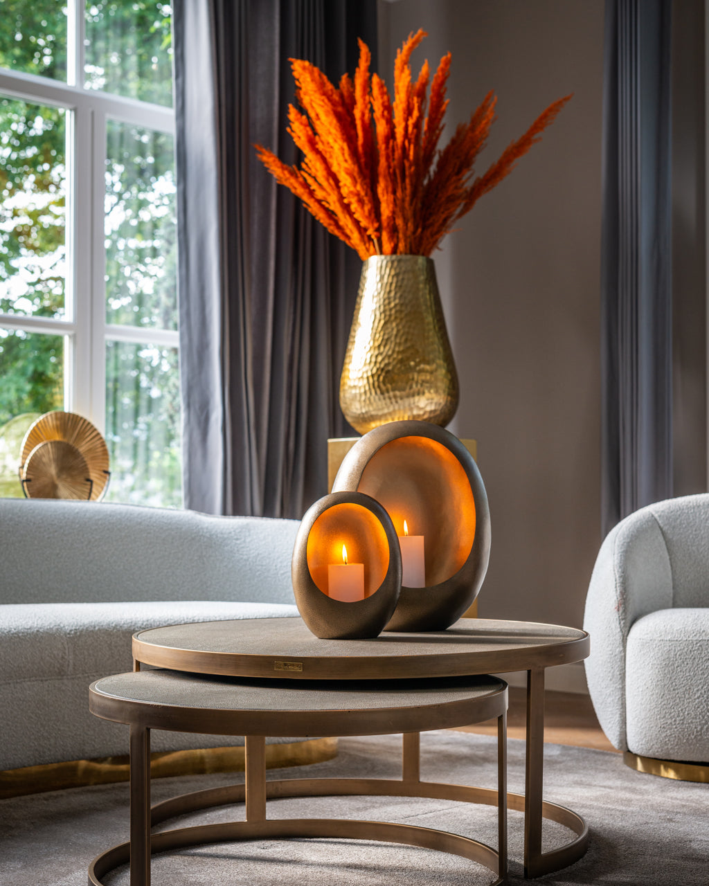 Kafijas galds Bloomville gold (Set of 2) Richmond Interiors 42/91,5 cm zelts - N1 Home